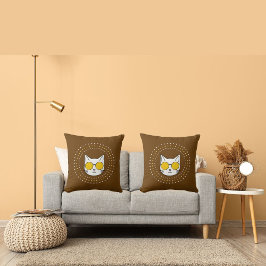 Niedliche Katzen-Sonnenbrille und Dot in gelbblau Kissen