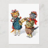 Niedliche Katzen spielen im Schnee Trompet & Trian Postkarte (Vorderseite)