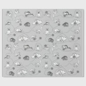 Niedliche Katzen spielen und ein schwaches Muster  Geschenkpapier (Flach)