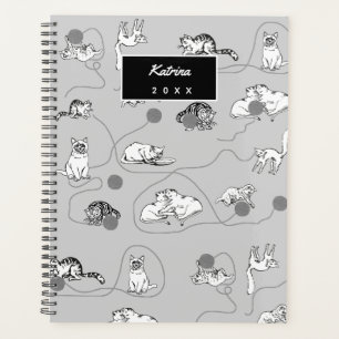 Niedliche Katzen spielen und ein schwaches Muster  Planer
