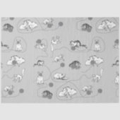 Niedliche Katzen spielen und ein schwaches Muster  Seidenpapier (Vorderseite)