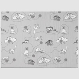 Niedliche Katzen spielen und ein schwaches Muster  Seidenpapier