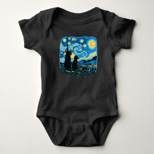 Niedliche Katzen Starry Night Van Gogh Vater Mutte Baby Strampler