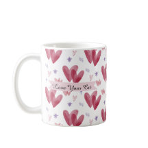 Niedliche Katzen-Tasse – Herzen & Sterne, anpassba