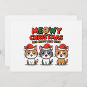 Niedliche Katzen tragen Weihnachtsmütze Feiertagskarte (Vorne/Hinten)