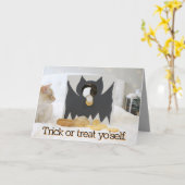 Niedliche Katzen Trick oder behandeln Sie sich sel Karte (Gelbe Blume)