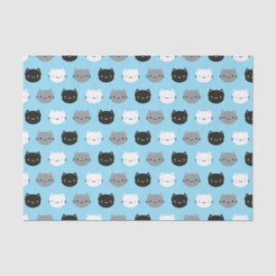 Niedliche Katzen u. Kawaii Kätzchen (blau) Seidenpapier