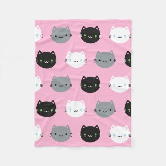 Niedliche Katzen u. Kawaii Kätzchen (Rosa) Fleecedecke (Vorderseite)