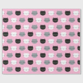 Niedliche Katzen u. Kawaii Kätzchen (Rosa) Geschenkpapier (Flach)