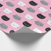Niedliche Katzen u. Kawaii Kätzchen (Rosa) Geschenkpapier (Ecke)