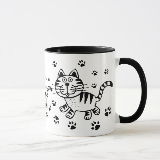 Niedliche Katzen-u. Tatzen-Druck-Tasse Tasse (Rechts)