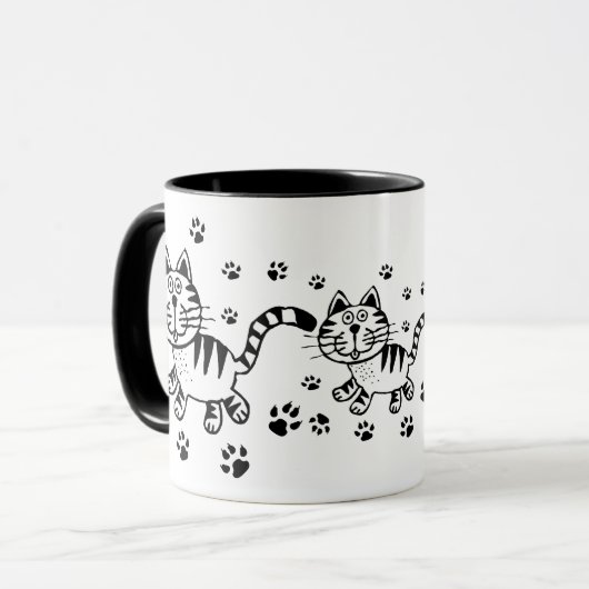 Niedliche Katzen-u. Tatzen-Druck-Tasse Tasse (Vorderseite Links)