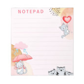Niedliche Katzen Umbrella Ballon Pink Themed Solid Notizblock (Vorderseite)