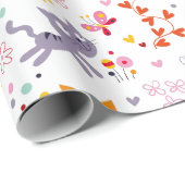 Niedliche Katzen und Blume Spaß Geschenkpapier (Rolleneckpunkt)