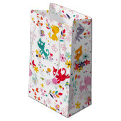 Niedliche Katzen und Blume Spaß Kleine Geschenktüte (Rückseite Schrägansicht)