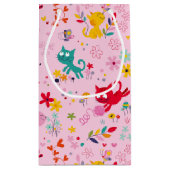 Niedliche Katzen und Blume Spaß Kleine Geschenktüte (Rückseite)