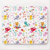 Niedliche Katzen und Blume Spaß Mousepad (Vorne)