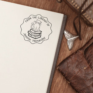 Niedliche Katzen und Bücher aus der Bibliothek der Gummistempel