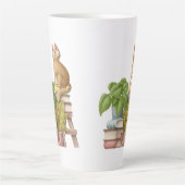 Niedliche Katzen- und Buchstapel Milchtasse (Vorderseite)