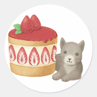 Niedliche Katzen- und Dessertaufführung Runder Aufkleber