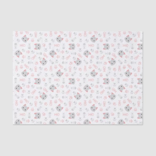 Niedliche Katzen- und Fischknochen Seidenpapier (Vorderseite)