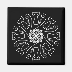 Niedliche Katzen und Garn - weißer Magnet
