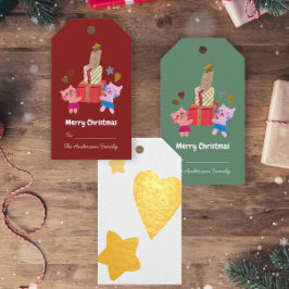 Niedliche Katzen und Geschenke Sternherz Weihnacht Geschenkanhänger