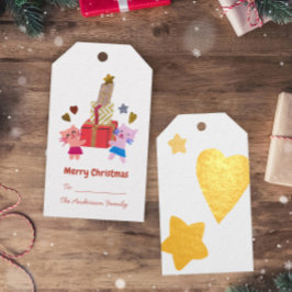 Niedliche Katzen und Geschenke Sternherz Weihnacht Geschenkanhänger