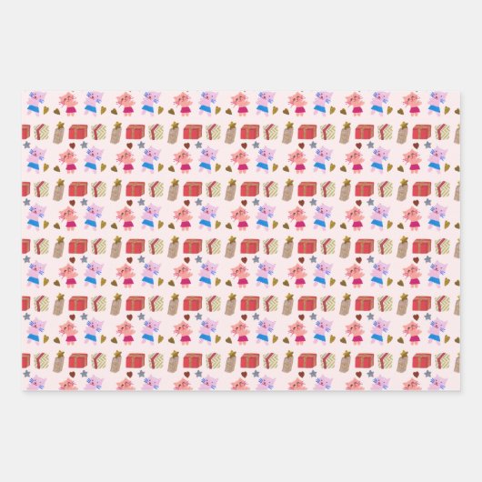 Niedliche Katzen und Geschenke Weihnachten Geschenkpapier Set (Vorderseite)