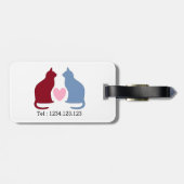 Niedliche Katzen und Herz Personalisiert Gepäckanhänger (Rückseite horizontal)