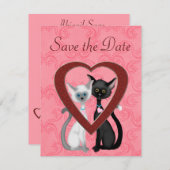 Niedliche Katzen und Herz Save the Date Hochzeitsm (Vorne/Hinten)
