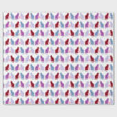 Niedliche Katzen- und Herzmuster Geschenkpapier (Flach)