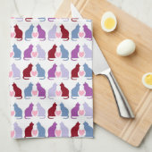 Niedliche Katzen- und Herzmuster Geschirrtuch (Viertel Falte)