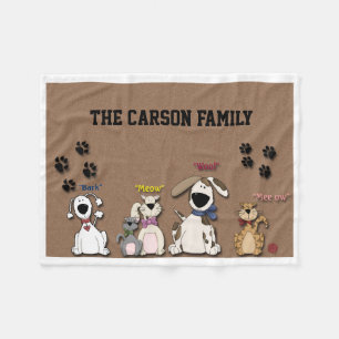 Niedliche Katzen und Hunde aus Vliesstoff Fleecedecke