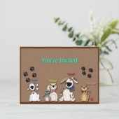 Niedliche Katzen und Hunde, Einladung zur Geburtst (Stehend Vorderseite)