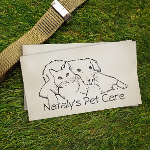 Niedliche Katzen- und Hundezeichnung Visitenkarte