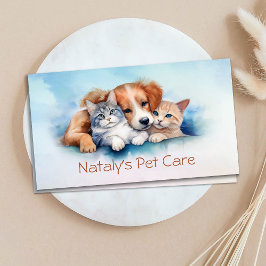 Niedliche Katzen- und Hundezeichnung Visitenkarte