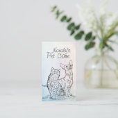 Niedliche Katzen- und Hundezeichnung Visitenkarte (Stehend Vorderseite)