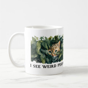 Niedliche Katzen und komische Leute zitieren Kaffeetasse