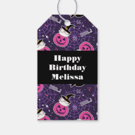 Niedliche Katzen und Kürbis Halloween Geburtstag Geschenkanhänger
