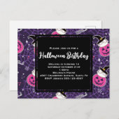 Niedliche Katzen und Kürbis Halloween Geburtstag Postkarte (Vorne/Hinten)