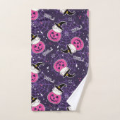 Niedliche Katzen und Kürbis Halloween-Muster Badhandtuch Set (Handtuch)