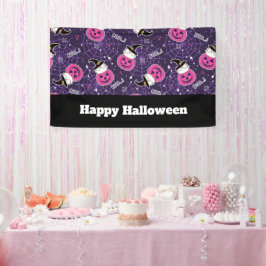 Niedliche Katzen und Kürbis Halloween-Muster Banner