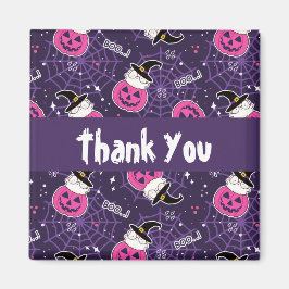 Niedliche Katzen und Kürbis Halloween Muster Danke Magnet