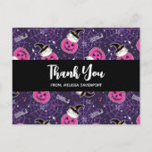 Niedliche Katzen und Kürbis Halloween Muster Danke Postkarte (Vorderseite)