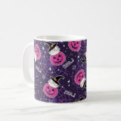 Niedliche Katzen und Kürbis Halloween-Muster Kaffeetasse (Vorderseite Links)