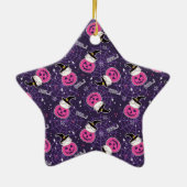 Niedliche Katzen und Kürbis Halloween-Muster Keramik Ornament (Hinten)