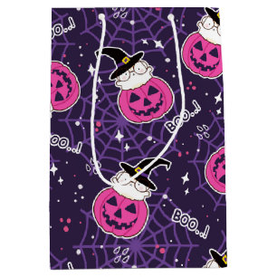 Niedliche Katzen und Kürbis Halloween-Muster Mittlere Geschenktüte