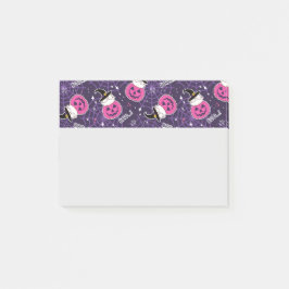 Niedliche Katzen und Kürbis Halloween-Muster Post-it Klebezettel