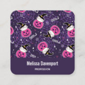 Niedliche Katzen und Kürbis Halloween-Muster Quadratische Visitenkarte (Vorderseite)